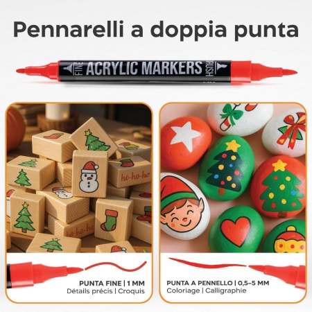 Set 72 Markere Acrilice Zenacolor cu Vârf Dublu (Extra-Fin &amp; Pensulă), Vopsea Permanentă cu Uscare Rapidă, Cutie de Transport, pentru Piatră, Sticlă, Ceramică, Lemn, Pânză și Textile - Img 4