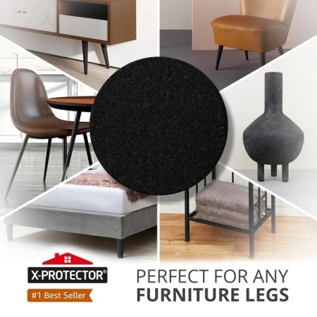 Set 8 folii / placi pasla autoadeziva pentru picioare scaune si mobila X-PROTECTOR, 150 x 110 mm, protectii pardoseli decupabile, antizgarieturi si amortizare zgomot, Negru - Img 4