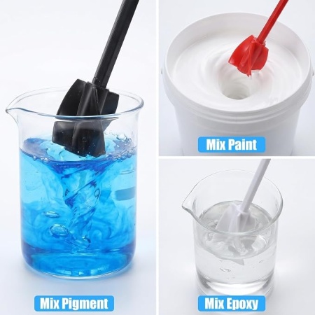 Set 8 palete amestecare din silicon pentru bormașină, tijă hexagonală 1/4", mixer spiralat cu 4 lame pentru rășină epoxidică, vopsea, lacuri și glet - Img 4