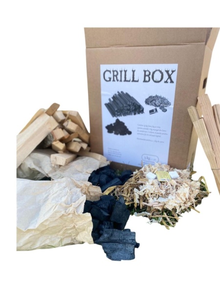 Set aprindere gratar, Grill Box, 4 kg lemn fag si cires , 1kg mangal din lemn de esenta tare - Img 2