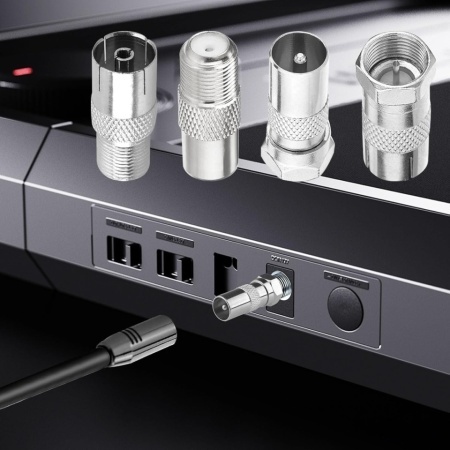 Set de 16 adaptoare coaxiale la priza TV, aliaj de zinc nichelat si cupru, conexiune stabila, pierderi reduse de semnal, montaj rapid, pentru antene TV, satelit, cablu coaxial si dispozitive video - Img 2