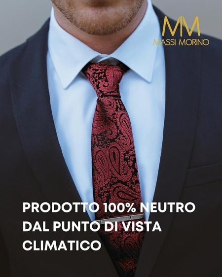 Set Elegant 5 în 1 Masino Morino pentru Bărbați: Cravată, Batistă de Buzunar, Butoni și Ac de Cravată, Cutie Premium de Cadou - Img 4