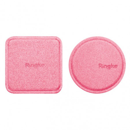 Set placute metalice acoperite cu piele, Ringke, pentru suport magnetic auto, roz