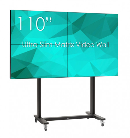 Solutie VideoWall 2x2 cu suport Vogel's 2x2 mobil si 4 Display-uri SWEDX UMX-55K8-01, bezel 3,5mm