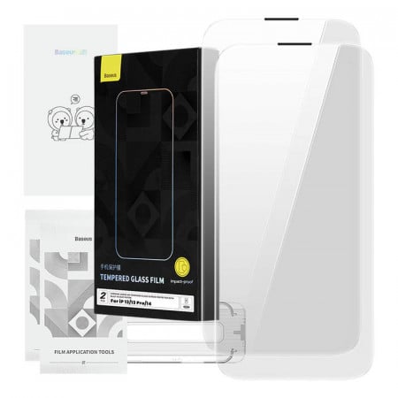 Sticla securizata Baseus Corning pentru iPhone 13/13 Pro/14 cu filtru de praf incorporat