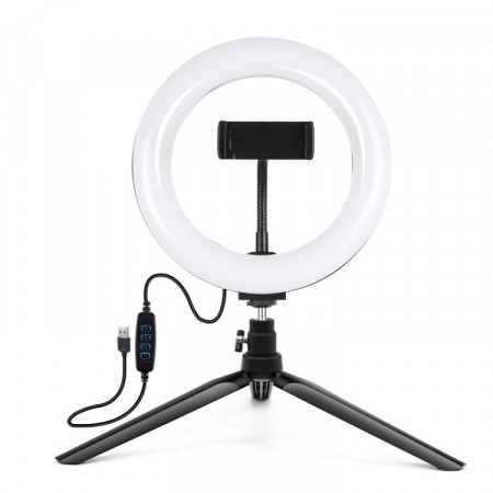 Suport pe trepied Puluz cu inel LED de 20 cm Vlogging PKT3073B - Img 2