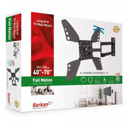 Suport TV de perete Barkan 3400L, reglabil, 40"-70", Negru - Img 2
