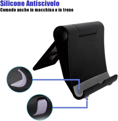 Suport Universal Negru pentru Telefon și Tabletă, Suport Reglabil și Pliabil de Birou sau Noptieră - Img 5