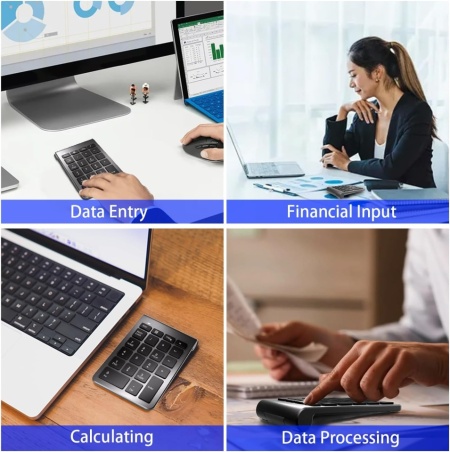 Tastatură Numerică Wireless Bluetooth cu 22 de Taste, Numpad Portabil Slim cu Conexiune Bluetooth 5.0, Taste Silențioase de Tip Foarfecă, Compatibilă Laptop, MacBook, Windows, macOS, Android și iOS - Img 8