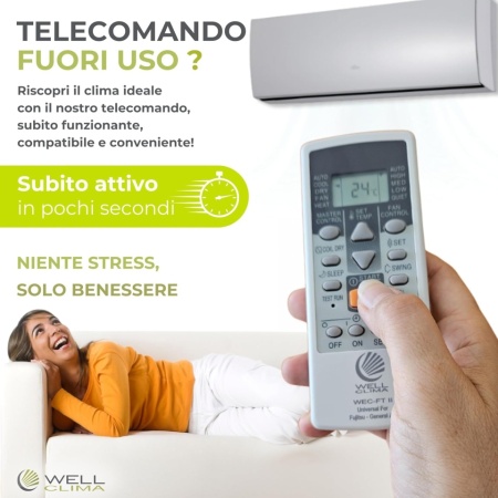Telecomandă Universală Wellclima WEC-FT2 pentru Aer Condiționat Fujitsu / General / Fuji Electric, 4 Viteze + Silențios, Gata de Utilizare - Img 8