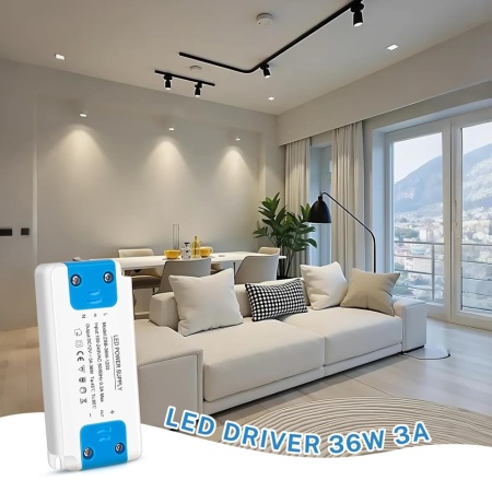Transformator LED 36W 240V la 12V 3A Typec Home, Sursă de Alimentare AC-DC Flicker-Free, Driver Stabilizat de Tensiune Constantă pentru Benzi LED și Becuri G4, GU5.3, MR16, MR11, Format Compact - Img 3