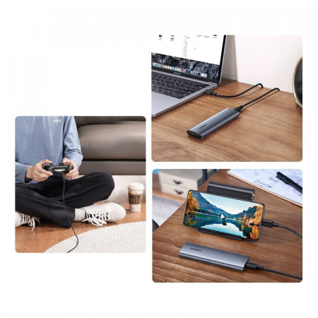Unitate SSD externa Ugreen M.2 USB 3.2 Gen 2 (SuperSpeed USB 10 Gbps) + cablu USB Type C 0,5m gri(CM400 10902) - Img 3