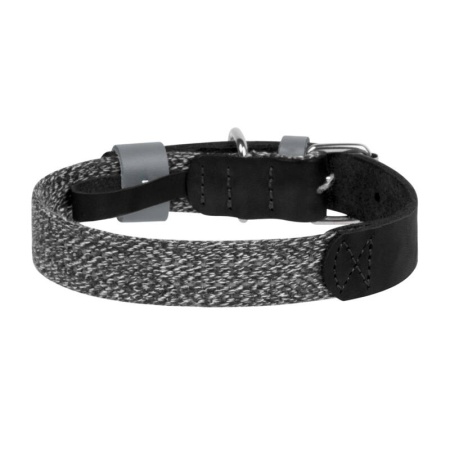Zgarda pentru caini din piele naturala si material reciclat cu cod QR Waudog marimea M, latime 20 mm, negru - Img 3