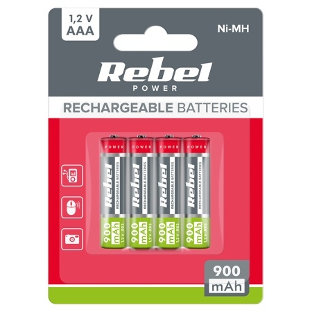 ACUMULATORI NI-MH AAA R3 900MAH BLISTER 4 BUC REBEL - Img 2