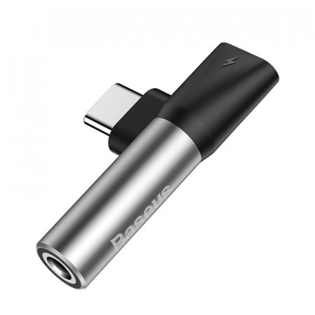 Adaptor Audio Baseus L41 USB-C la Mini Jack 3.5mm + USB-C (argintiu)