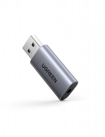 Adaptor audio UGREEN CM383 USB la mini jack 3.5mm (grey)
