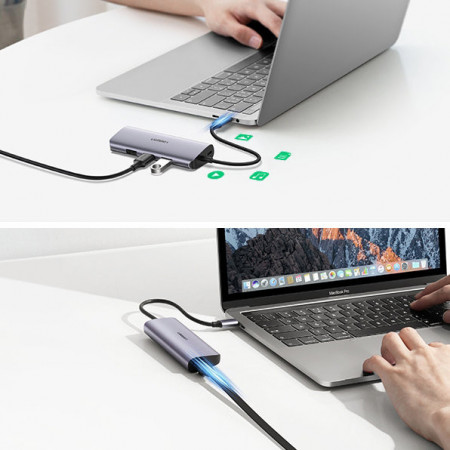 Adaptor multifunctional Ugreen HUB USB Tip C - 3 x USB / Ethernet RJ-45 / micro USB gri (CM252) - Img 5
