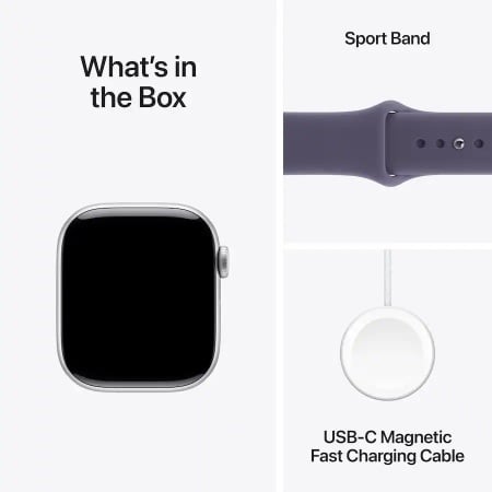 Apple Watch Series 11 GPS+Cellular 42mm Aluminum Case with Purple Fog Sport Band - S/M - Silver - Img 3