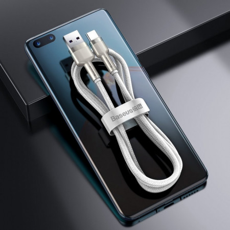 Cablu Baseus Cafule Series Metal Data USB - USB Typ C 66W, 2m white (CAKF000202) - Img 6
