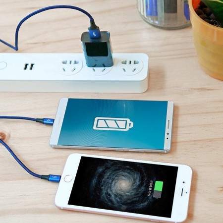 Cablu de date 2 in 1 Baseus Rapid 2in1 USB cable Lightning / micro USB 3A 1.2m albastru - Img 3