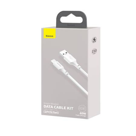 Cablu de date Baseus Simple Wisdom USB la USB-C 5A (2PCS/Set）1.5m alb - Img 6