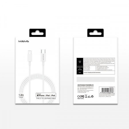 Cablu de date USAMS MJEMS MFI LIGHTING SJ329 TYPE-C 1.2M ALB - Img 2