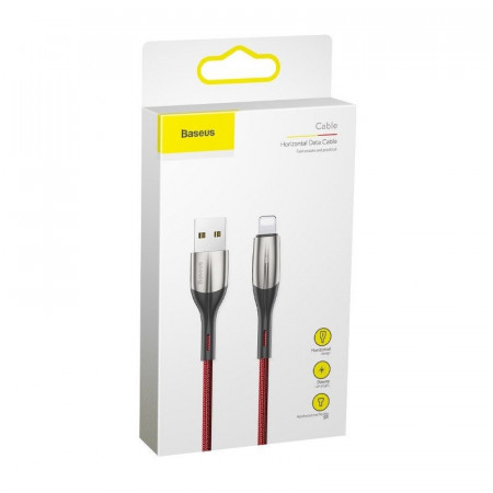 Cablu lightning Baseus cu lampa LED 1m 2,4A (rosu) - Img 2