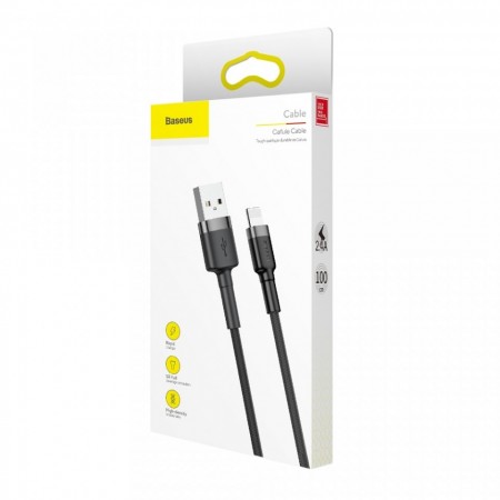 Cablu Lightning pentru iPhone, QC3.0 , 2.4A , 1M, BASEUS Cafule Durable Nylon, negru - Img 8