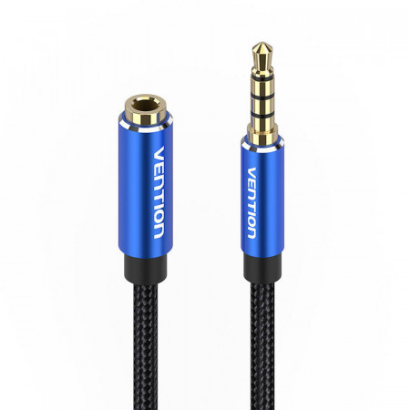 Cablu prelungitor audio TRRS 3,5 mm tata la 3,5 mm mama 5 m Vention BHCLJ albastru - Img 2