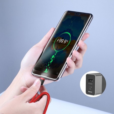 Cablu Type C BASEUS PD PD2.0 , 60W , 20V 3A QC3.0 , 1M , negru + rosu - Img 6