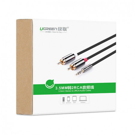 Cablu Ugreen 3,5 mm mini jack - 2RCA 2 m black (AV116 10584) - Img 5