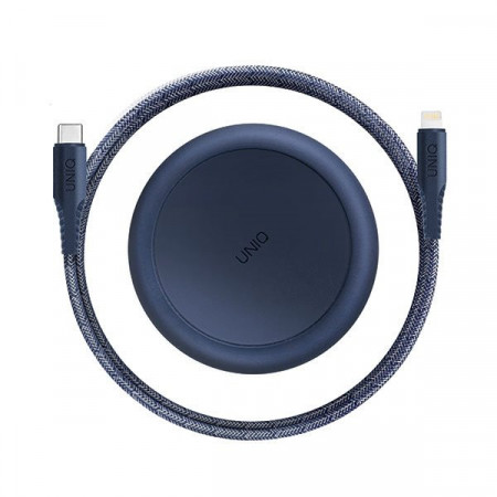 Cablu UNIQ MFI Halo cu cablu retractabil USB-C la Lightning 18W 1.2m - albastru - Img 7