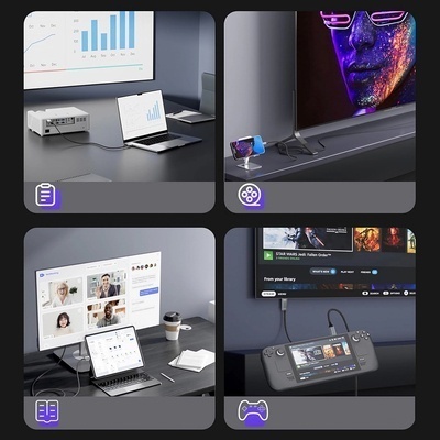 Cablu USB-C - HDMI 4K 60Hz Wozinsky WCCH-01 1,8 m - Negru - Img 8