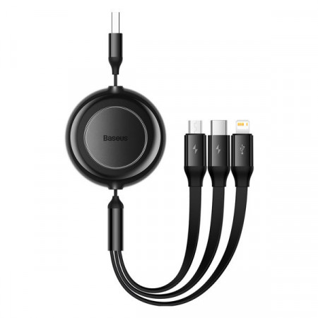 Cablu USB tip A Baseus Bright Mirror 2 3in1 - micro USB + Lightning + USB tip C 3.5A 1.1m negru (CAMJ010001) - Img 5