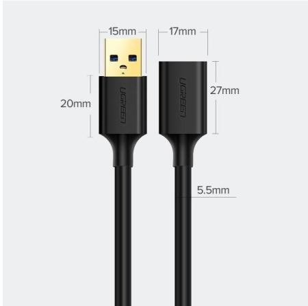 Cablu USB Ugreen prelungitor, „US129” USB (T) to USB (M), 5m, negru - Img 3