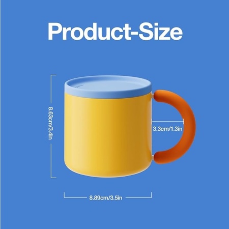 Cana de cafea din otel inoxidabil 320ml Chako Lab perete dublu cu vid cu capac din silicon si maner din cauciuc antiderapant, - Img 2