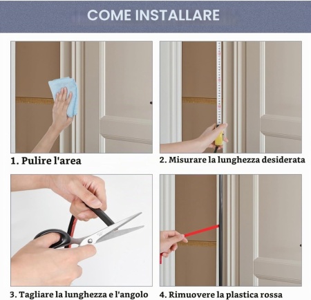 Cheder Autoadeziv din Cauciuc Romon 10 m x 10 mm x 10 mm, Bandă de Etanșare și Izolare Termică și Fonică pentru Uși și Ferestre, Rosturi 4–9 mm, Negru - Img 5