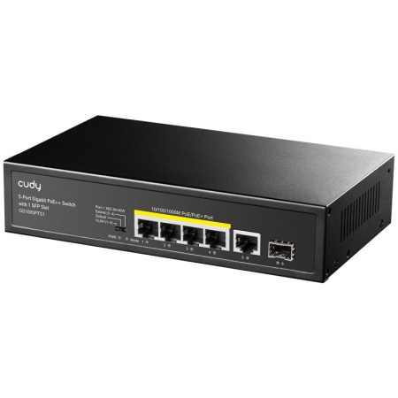 CUDY 5-Port Gigabit PoE+ Switch 1 SFP - Img 3
