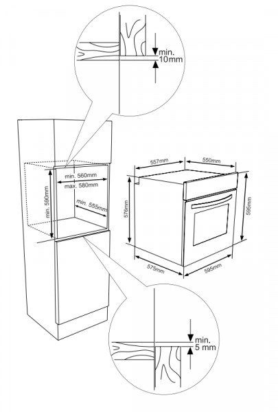 Cuptor incorporabil Heinner HBO-V659GCDRC-GBK, 69 l, 9 functii, Multifunctional,Grill, Ventilatie, Timer, Display touch, Perete catalitic, Clasa A, Sticla neagra - Img 5