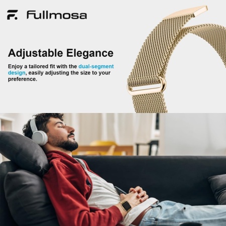 Curea Metalică Milaneză din Oțel Inoxidabil Fullmosa Compatibilă cu Apple Watch 38mm / 40mm / 41mm / 42mm (Seriile 10/11/12), Închidere Magnetică Reglabilă, Margini Lustruite, pentru Femei și Bărbați, Rose Gold - Img 6