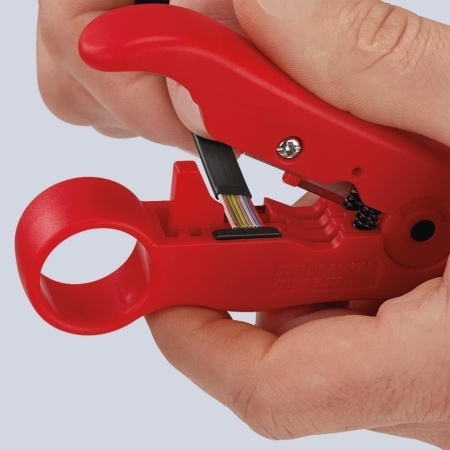 Dezizolator Universal pentru Cabluri Coaxiale KNIPEX 16 60 06 SB (Lungime 125 mm), Sculă Profesională pentru RG 59, RG 6, RG 7, RG 11 și Cabluri de Date, Roșu - Img 6