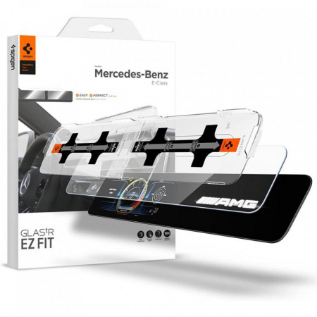 Folie protectie display cu aplicator pentru Mercedes E-CLASS 2020 / 2021, SPIGEN GLAS.TR ”EZ FIT”