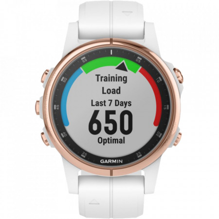 GARMIN Smartwatch Fenix 5s Plus Sapphire Edition Roz Auriu Si Curea Piele Alb