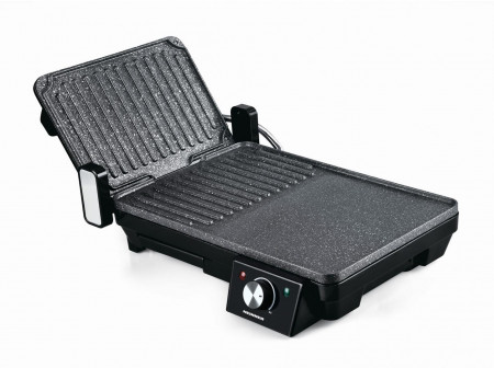 Gratar electric Heinner HEG-F20002P, 2000 W, deschidere 105° si 180°, invelis marmura anti-adeziv, Negru - Img 2