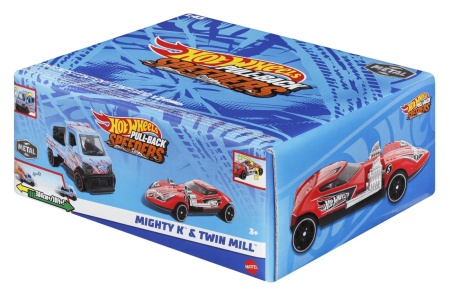 HOT WHEELS SET 2 MASINUTE METALICE PULL BACK MIGHTY K SI TWIN MILL 1:43 - Img 2