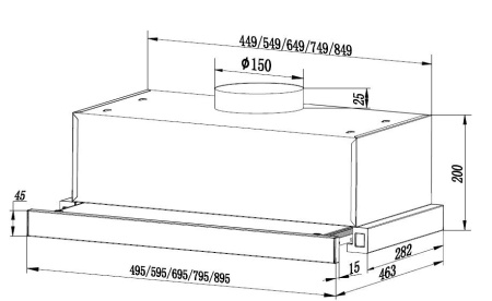 Hota incorporabila telescopica Heinner HTCH-F400IX, Putere de absorbtie 358.4 mc/h, 1 motor, 60 cm, Inox - Img 2