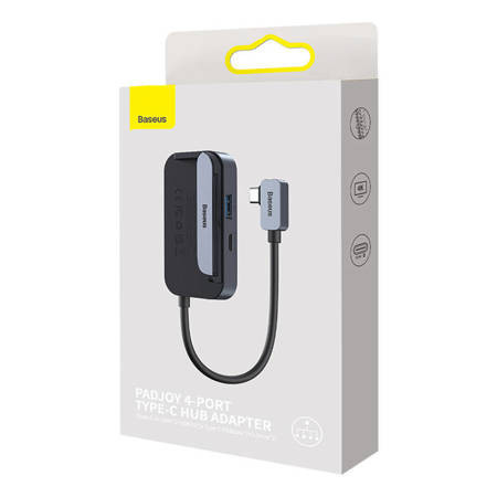 Hub 4 in 1 Seria Baseus PadJoy USB-C la USB 3.0 + HDMI + USB-C PD + mufa de 3,5 mm (gri) - Img 2