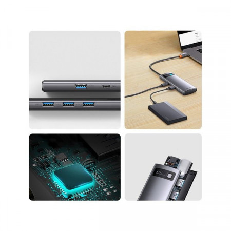 HUB Baseus Metal Gleam Series 4 in 1 USB tip C - 4 x USB 3.2 Gen. 1 (WKWG070013) - Img 3