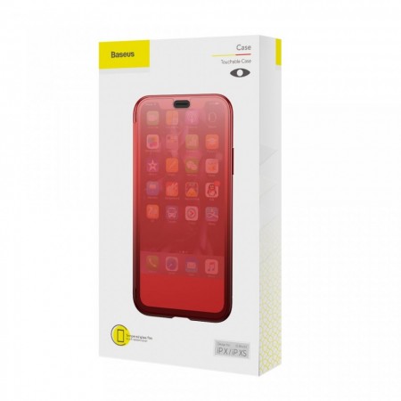 Husa Book, Baseus Touchable, TPU gel + sticla securizata, pentru iPhone XS Max, rosu - Img 7