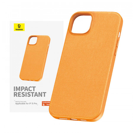 Husa pentru telefon pentru iPhone 15 ProMax Series Baseus Fauxther (portocaliu)